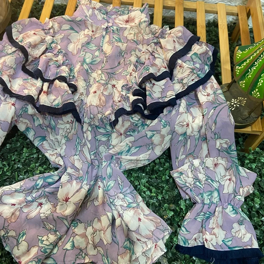 Floral Print Korean Tops .Size - L (Fit S-L) - Picture 6 of 9